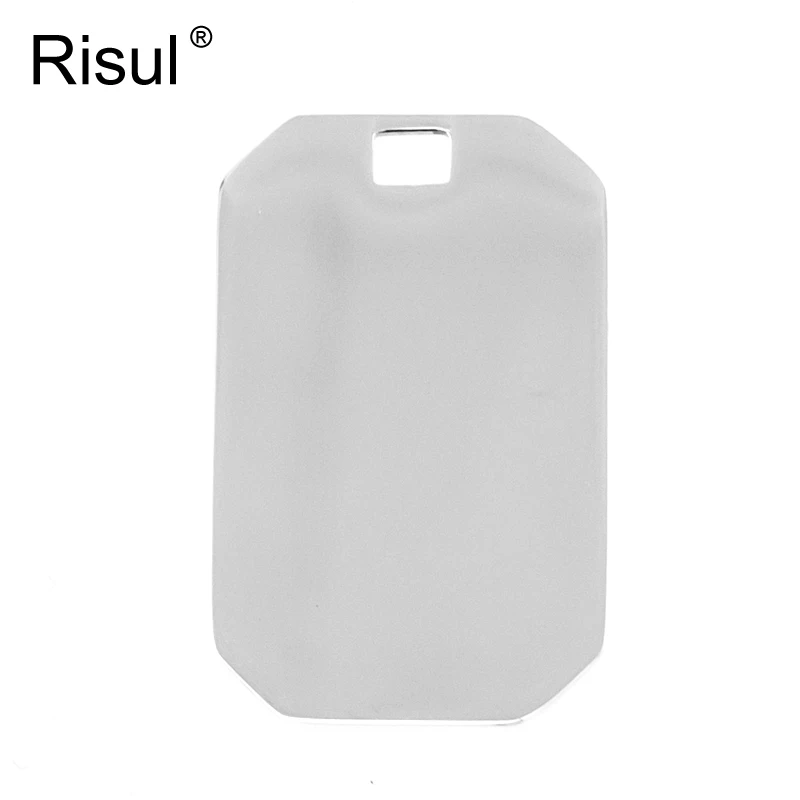 Risul unique rectangle charm military ID Tags dog tag Pendant high polish stainless steel Necklace square hole Pendants 50pcs