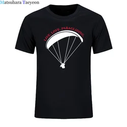 Summer Fashion Men Shirt quality cotton men t-shirt live love paragliding Short sleeve man t shirt tops Casual clothing