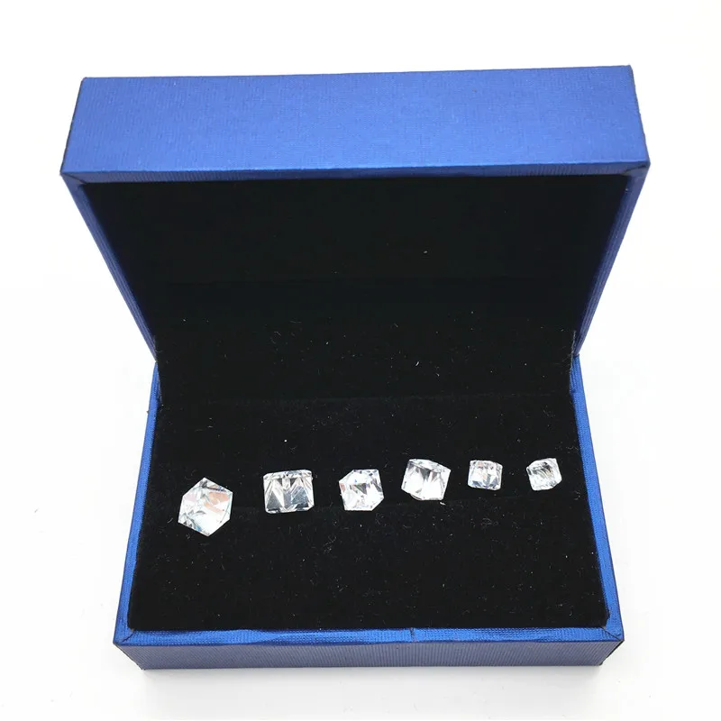 Ms Betti Small Cubic Stone Stud Earrings Sets For Girl With 10mm 8mm 6mm Crystal From Austria With Blue Gift Box 3prs/lot