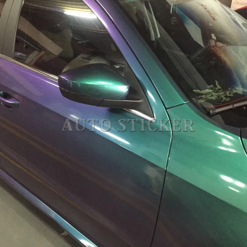 

2018 New DIY Car Body Film Chameleon Glossy Pearl Glitter Vinyl Sticker Purple Green Chameleon Automobiles Car Wrap Vinyl Film