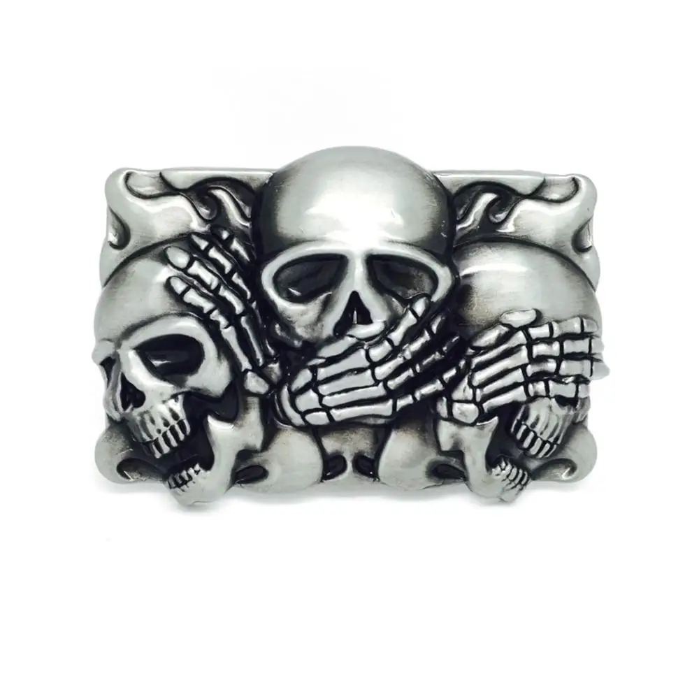 Fashion Skull Belt Buckle Metal Zinc Alloy Casual Buckle for Men Antique Silver Cowboy Retail Buckle for Men Apparel Accessories