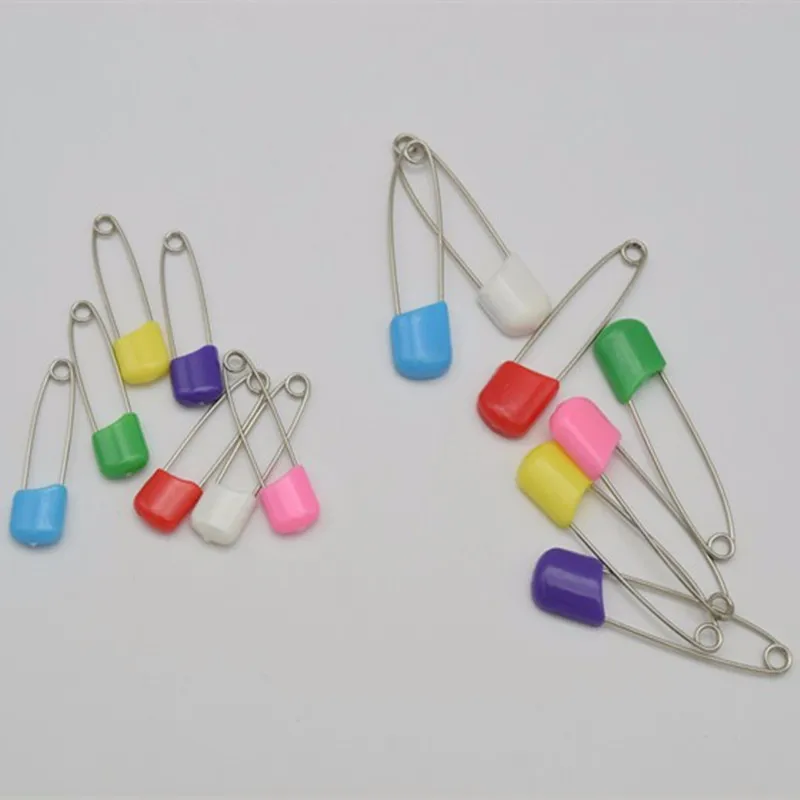 200pcs 40mm 55mm Baby Diaper Pins Colorful Plastic Safety Head Wholesale Lot