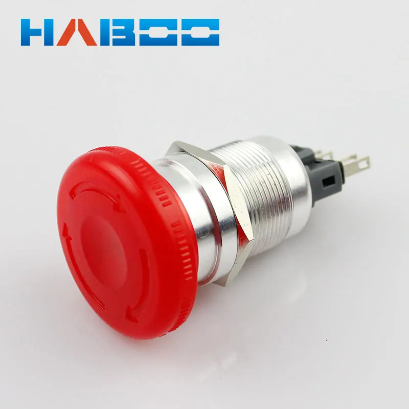 

10pcs/lot dia.22mm mushroom head momentary push button switch 1NO+1NC metal reset electrical switch IP67