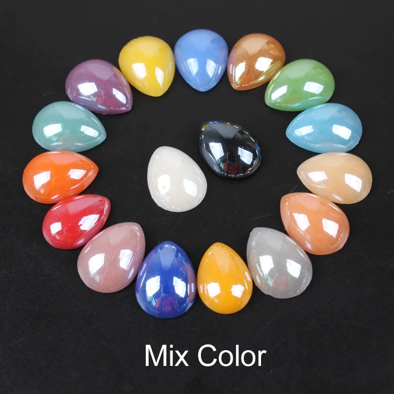 17 Color Ceramic Beads Half water drop Mix color 4mm-18mm 6 Sizes DIY Craft Flatback Pearls Stones Nail art free shipping