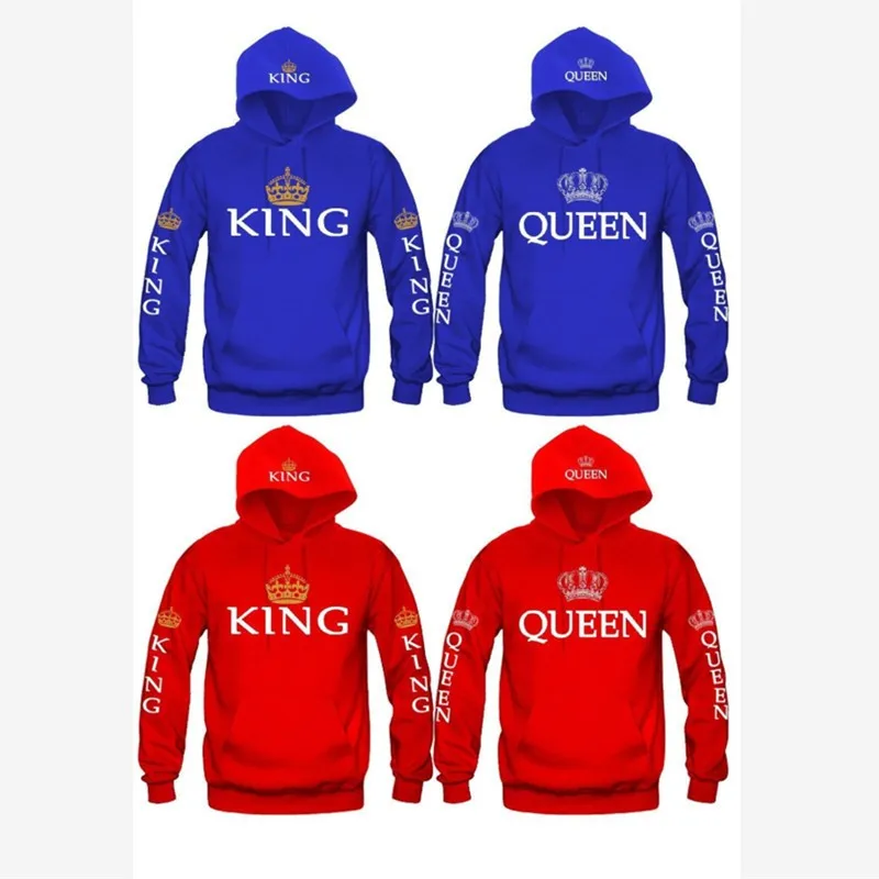 OMSJ 2024 Autumn 3Colors King Queen Printed Hoodies Women Men Sweatshirt Lovers couples hoodie Hooded sweatshirt Casual Pullover