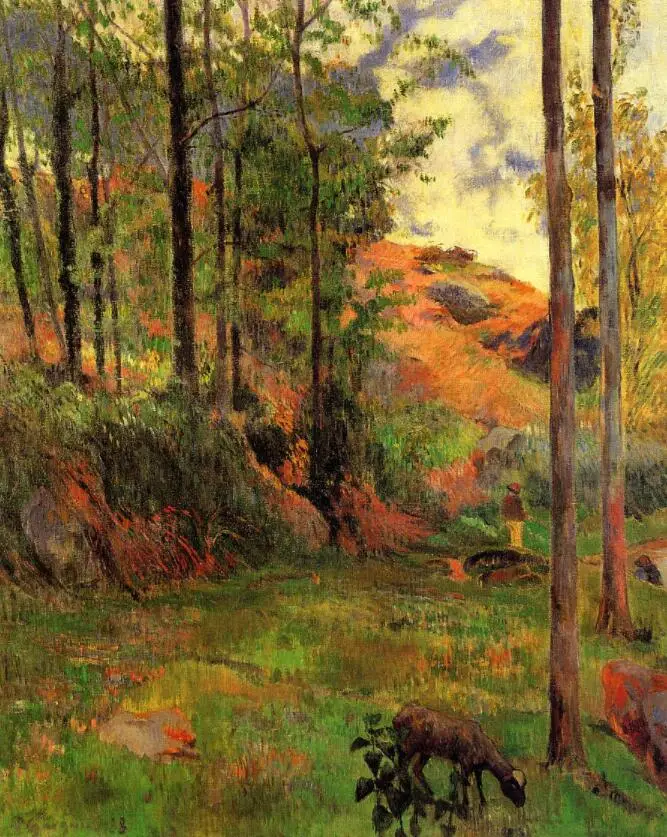 

High quality Oil painting Canvas Reproductions Path down to the Aven (1888) by Paul Gauguin hand painted