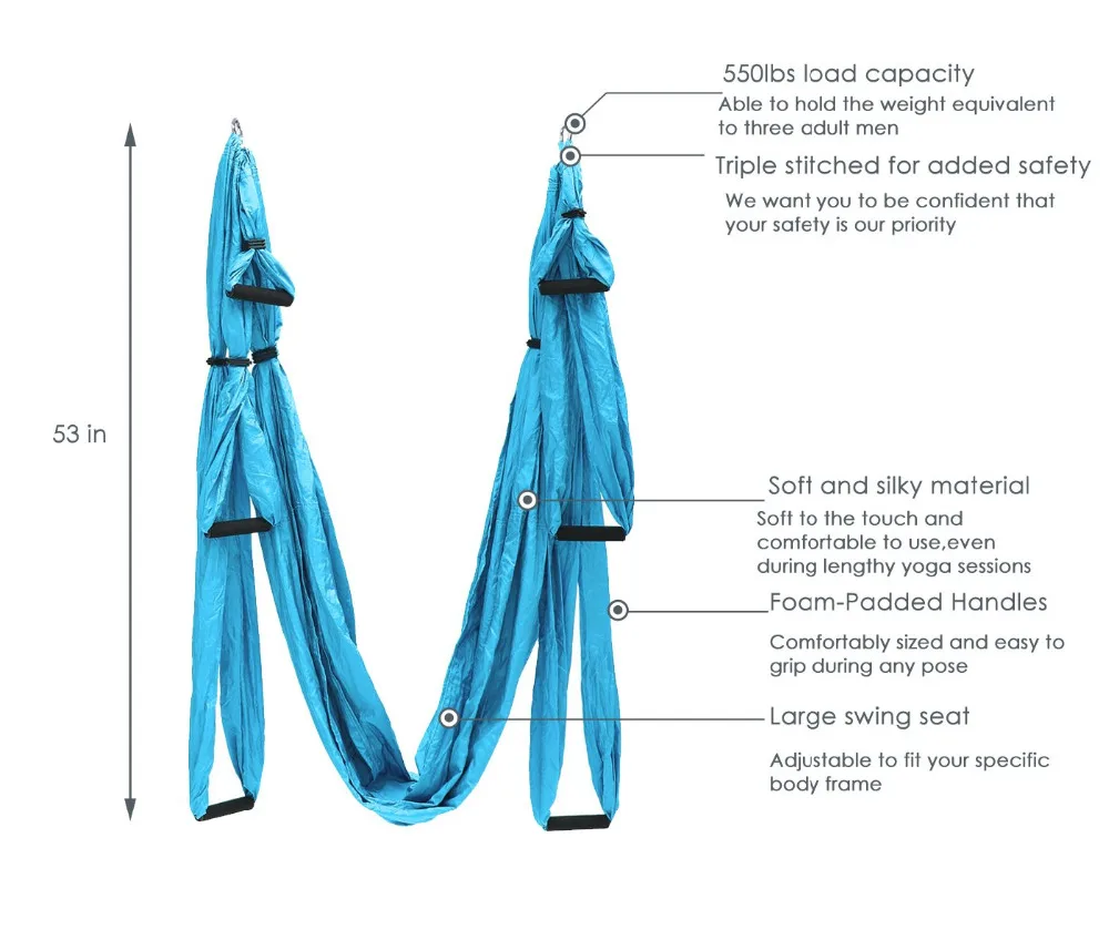 15 Color 6 Handles Anti-gravity Aerial Yoga Hammock Set Multifunction Yoga Belt Flying Yoga Inversion Tool with Carry Bag