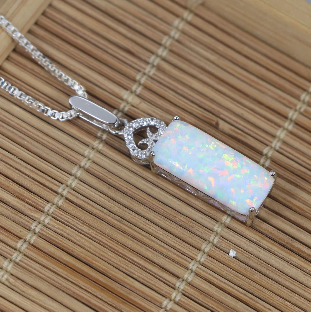 JLP386 New Colorful White Opal Simple Geometric Pendant Necklace Women's Jewelry Gifts