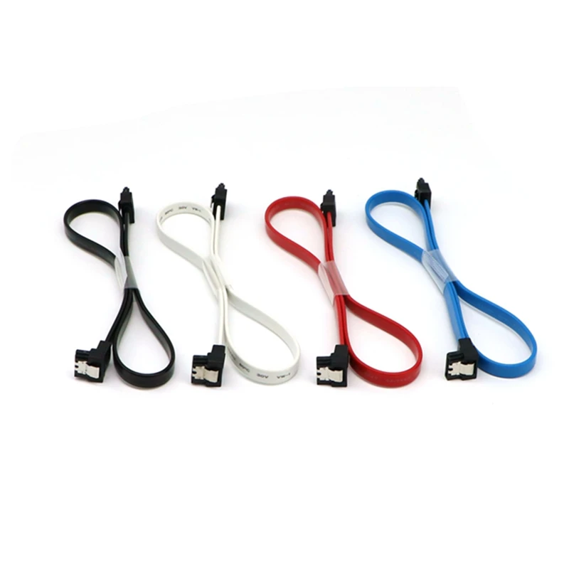 1pcs 45cm 60cm Black White Red Blue Green Carbon Sleeved SATA III 6Gbps 7Pin Right Angle to Straight Sata Data Cable