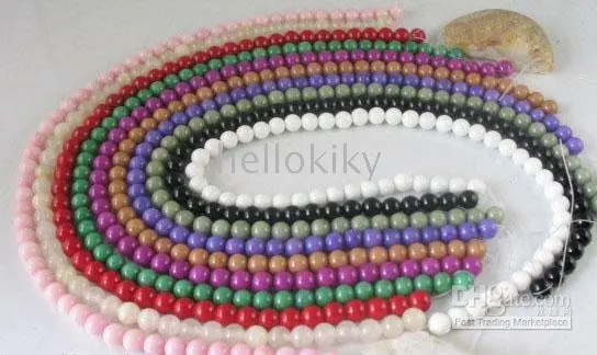 60 Strands of Mixed colour dyed simulated jade beads Round 8mm M1869