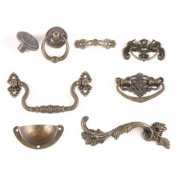 Antique Furniture Handles Striped Carved Handle Drawer Door Knobs Jewelry Box Bronze Cabinet Pulls Cupboard Wood CP2265