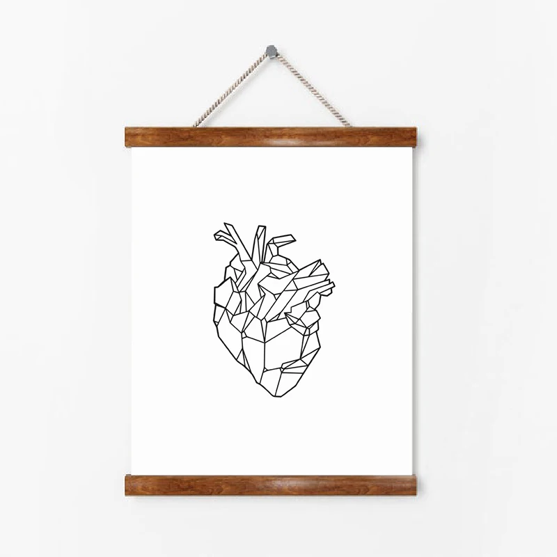 Geometric Heart Art Poster Print Wall Art Medicine Anatomy Heart Canvas Painting Wall Picture For Wall Anatomical Decor