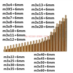 M3 Male 6mm x M3 Female 4-60 mm Brass Standoff Spacer M3 (4-60)+6 Copper Hexagonal Stud Spacer Hollow Pillars m3*(4-60)+6mm