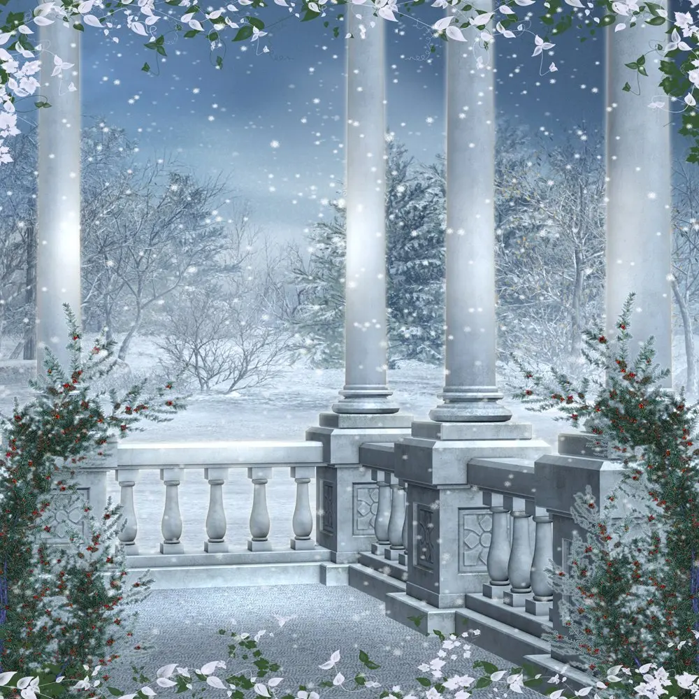 Capisco Palaceการถ่ายภาพฉากหลังดอกไม้หิมะป่าคริสต์มาสภาพพื้นหลังไวนิลสำหรับสตูดิโอถ่ายภาพPhotoshoot Photophone