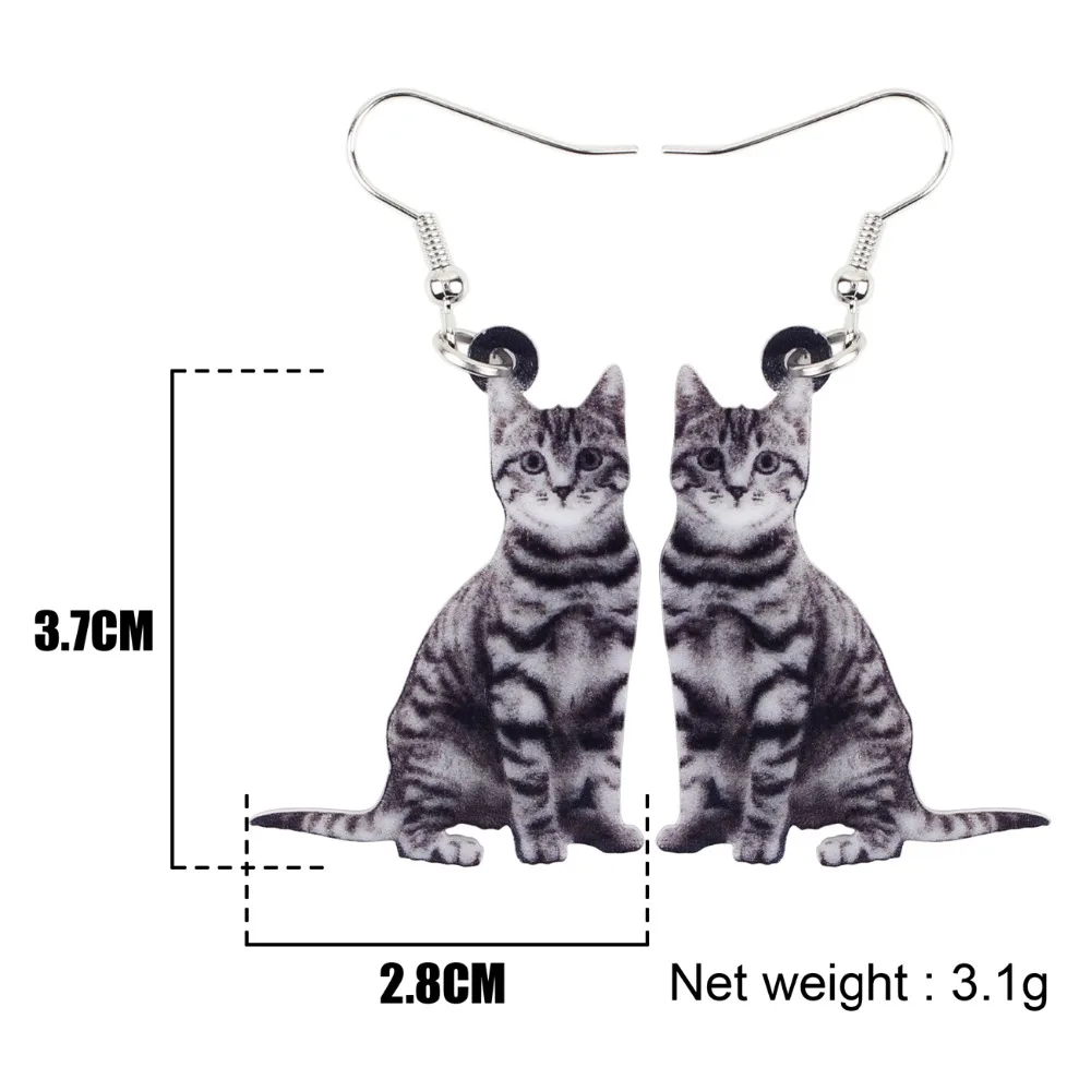 Bonsny Acrylic Lovely Cat Kitty Dangle Drop Earrings Big Long Jewelry For Girls Women Ladies Cheap Animal Kids Accessories Bulk
