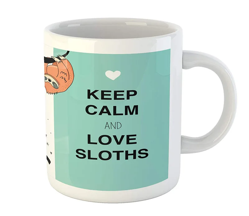 Animal Mug, Lazy Sleepy Bear Tribe  Sloths with 'Keep Calm' Printed Ceramic Coffee Mug Water Tea Drinks CupGift