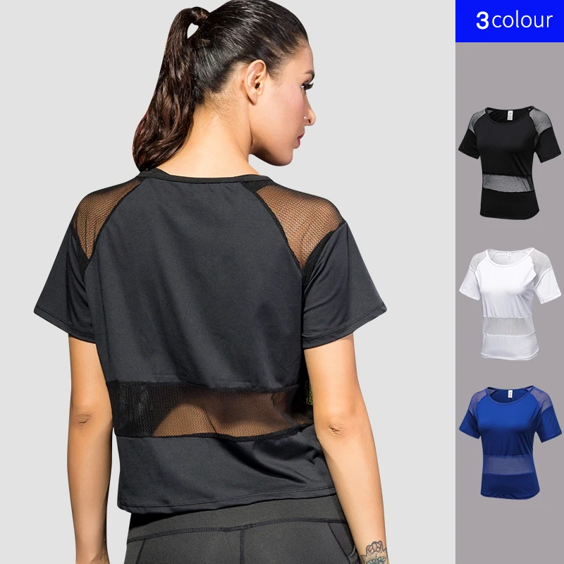 YD 2023 Cool Mesh Transparent Design Fitness Jersey Female Slim Yoga Shirt Comfortable Women's T-shirts Qickly Dry Top Sportwear