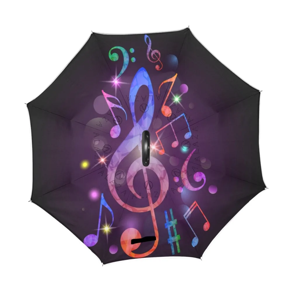 Music Note Reverse Umbrellas Folding Double Layer Inverted C Hand Holder Stand Rain Windproof Rolling Over Umbrella for Women