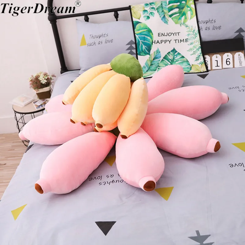 One Piece Soft PP Cotton Stuffed Banana Sleeping Pillows High Quality Cushions Children's Room Decoration Fruit Toys 2 Color