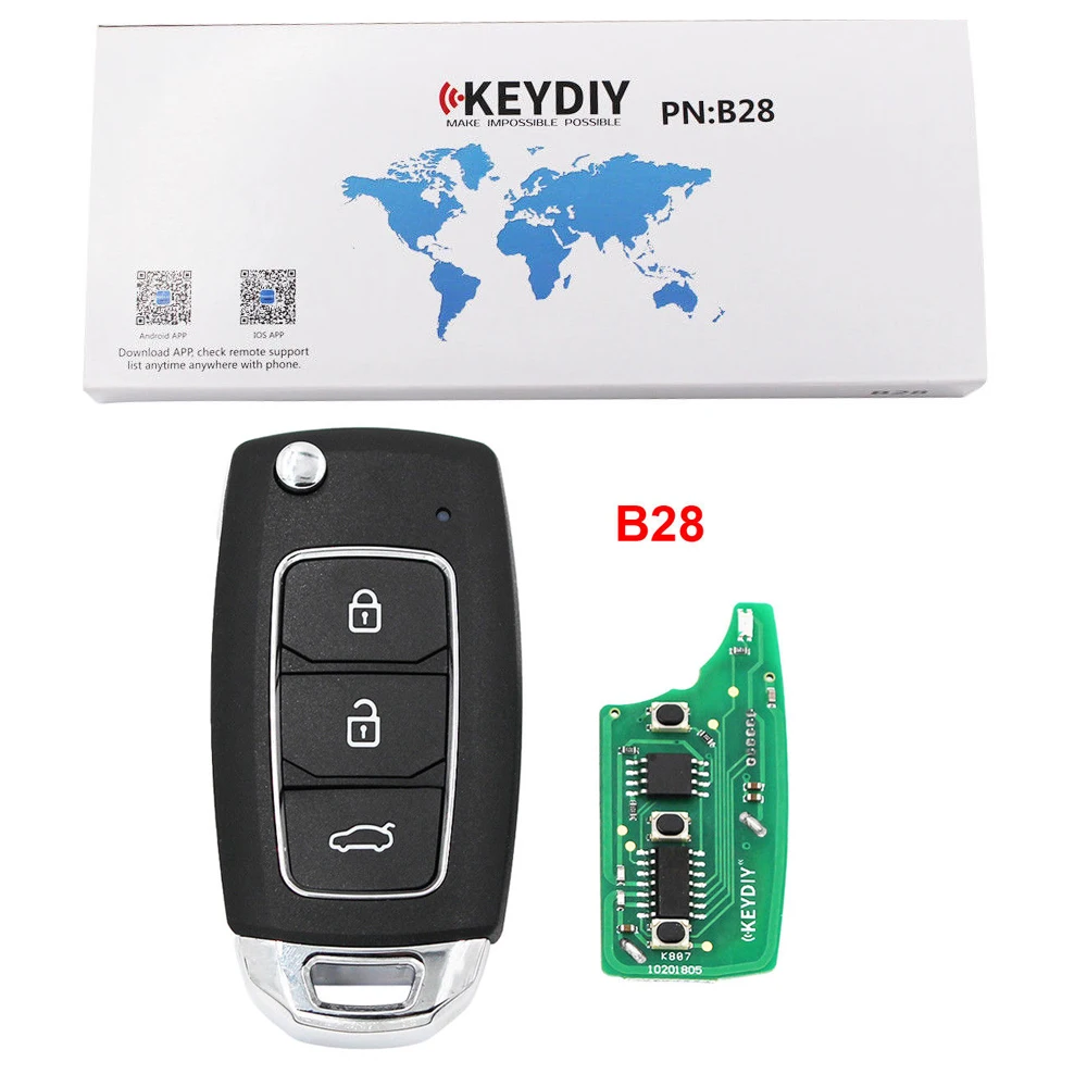 

KEYECU 5PCSX KEYDIY B28 3 Button Remote Control, Universal Remote Control Key B-Series for KD900 KD900+,URG200, KD-X2