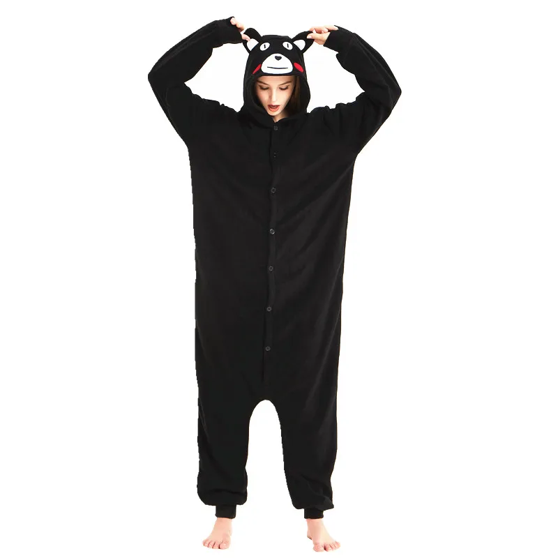 Kumamon Bear Adult's Polar Fleece Kigurumi Women and Men Cartoon Animal Onesies Pajama Halloween Carnival Party Clothes