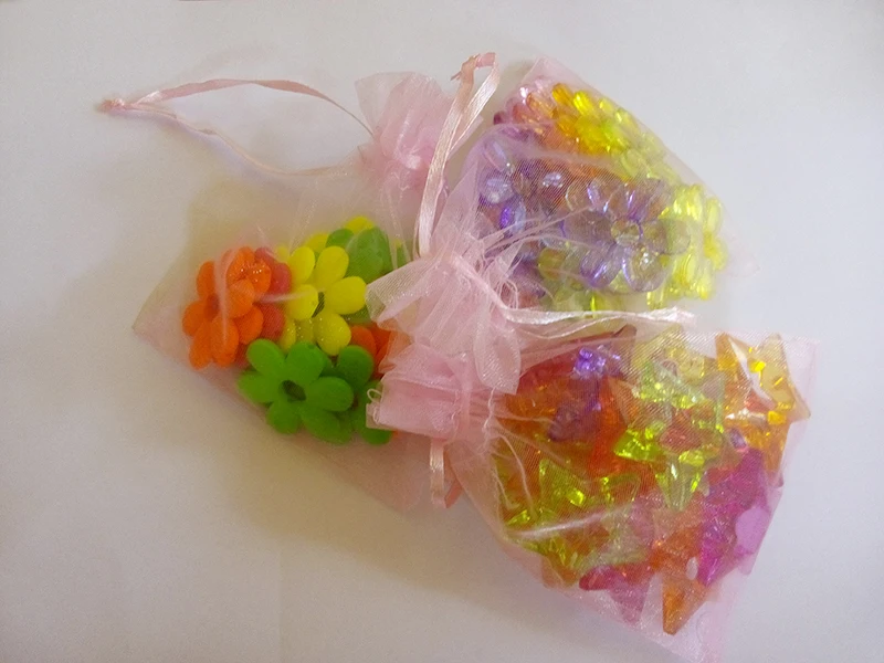 500 sztuk 10*15cm różowy Organza opakowanie na biżuterię upominek torby ekspozycyjne etui ze sznurka na bransoletki/naszyjnik/ś. Mini worek z przędzy