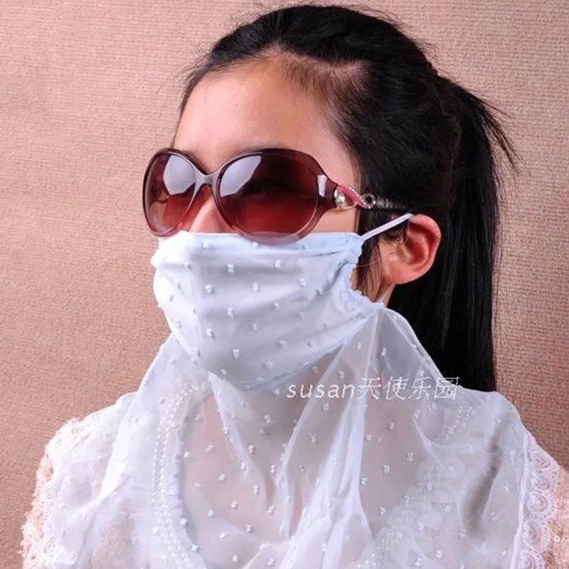 Summer Lady Driving Face Mask Chiffon Sunscreen Women Anti-ultraviolet Cycling Breathable High Quality Fashion Female Mask H3144