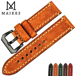 MAIKES Watch accessories Italian cow leather watch band 20mm 22mm 24mm 26mm watchbands men watch strap for Panerai