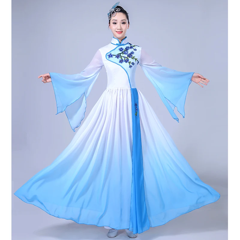 

Classical Dance Costumes, Women's Solo Dance, Fresh and Elegant Sleeves Dancing Clothes Chinese Style Dance Dress Hanfu Dress