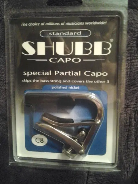 New Shubb C8 Nickel Finish Partial Guitar Capo Capotraste, Cover 5-String, emulating a drop-D tuning