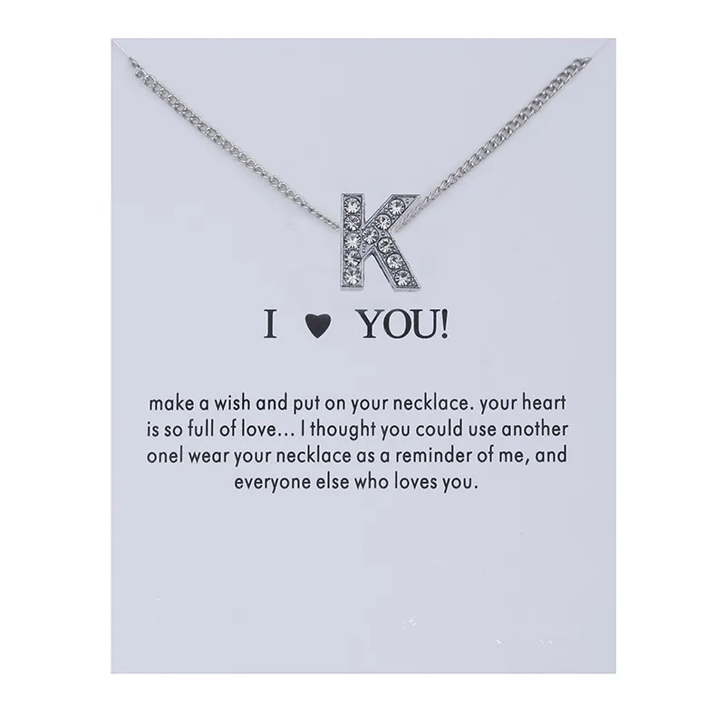Women Name Personality Alphabet Initial Letters Message Card Necklace Pendant Women Necklaces I Love You Jewelry Gifts