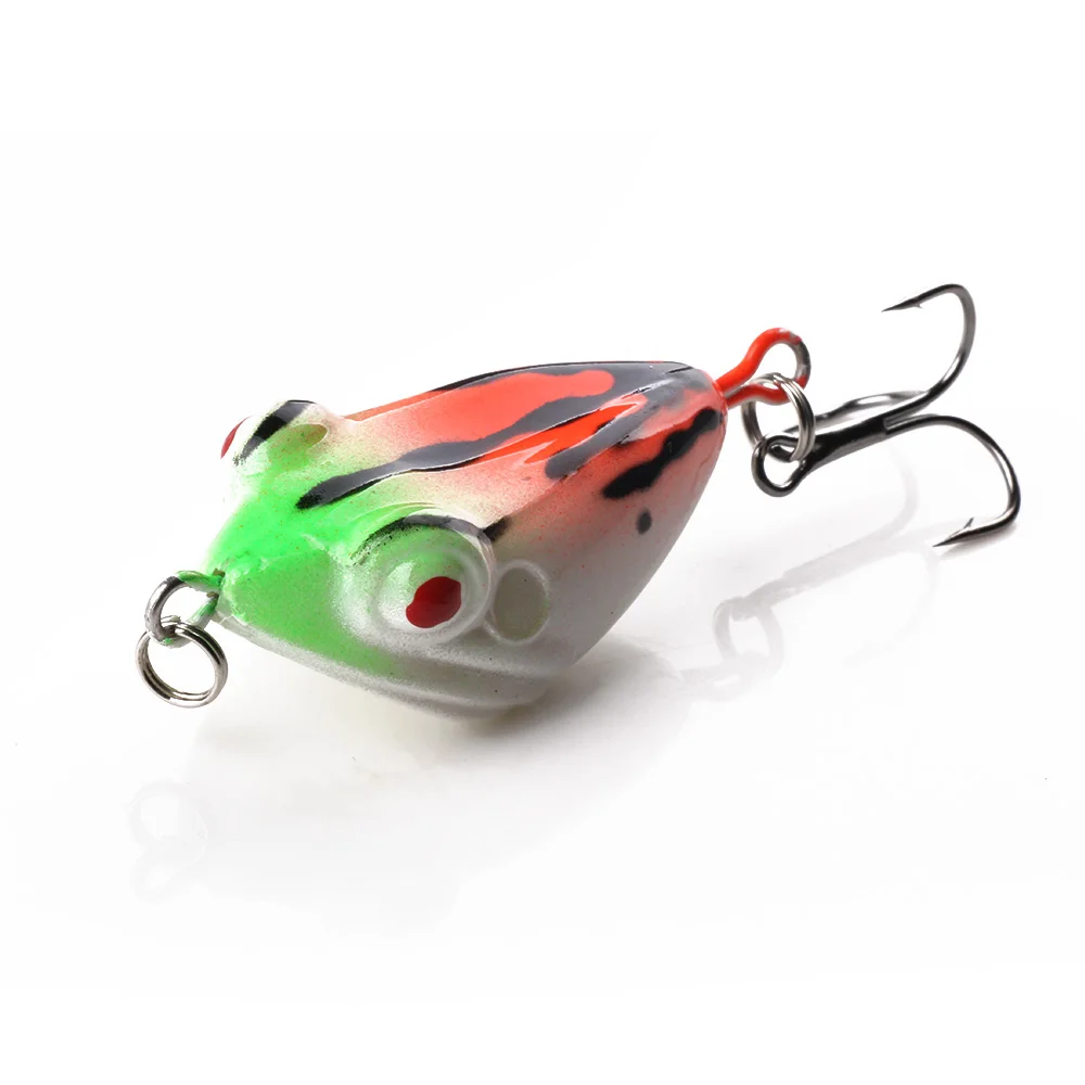 HENGJIA 1PC Frog 40MM-6G-8# Hook Top-Water 6 Colors 3D Eyes Artificial Silicone Rubber Soft Bait Fishing Lure Isca Artificial