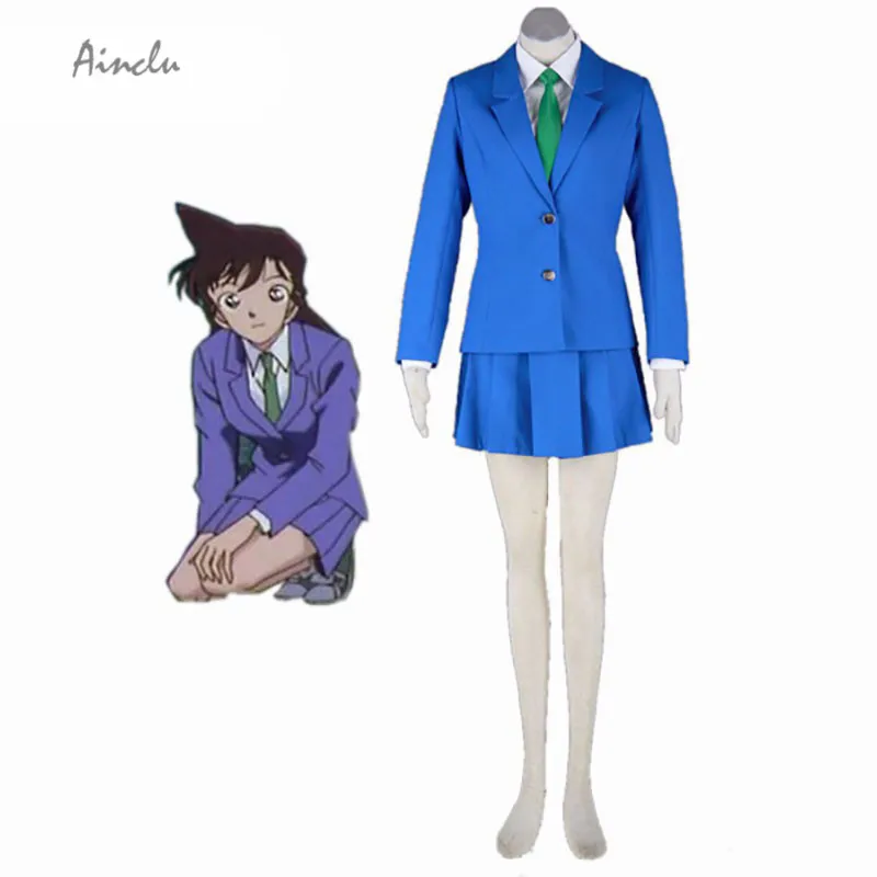 

Ainclu Customized New Kid and Adult Costume Detective Conan Mouri Ran Halloween Cosplay Costume School Uniform For Free Shipping