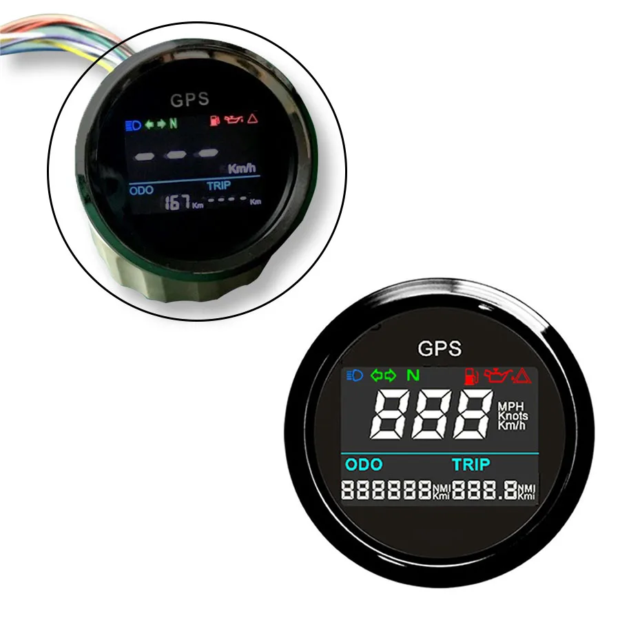 

New arrival 52mm Motorcycle digital LCD GPS Speedometer Digital Multi-indicators 0~999 Waterproof MPH Knots Km/h