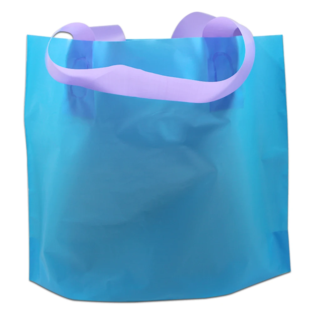 100Pcs Colorful Plastic Shopping Bag With Handle Reusable Clothes Gift Grocery Boutique Packaging Large 35*25cm 4 Size 6 Color