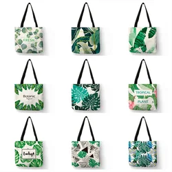 Tropical Banana Leaf Printing Handbag Fashion Women Shopping Travel Shoulder Bag Casual Accessories Bags for Daily Office Use