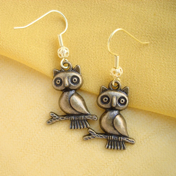 RED SNAKE Newest Vintage Retro Style Jewelry Gunmetal owl Earrings Cooper Dangle Earring for Women EB0020