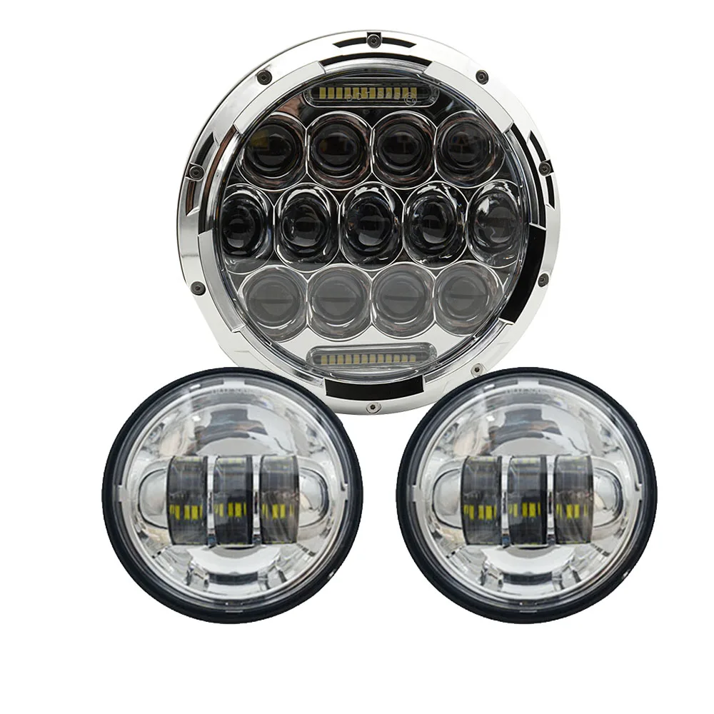 

Ladiami 7 Inch Round LED Headlight with DRL Turning Signal 7Inch Mounting Bracket Ring 4 1/2 Inch Fog Light For Motorcycles Cars