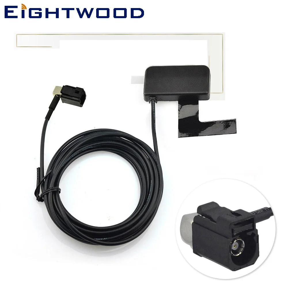 Eightwood-antena DAB Universal para coche, DAB + extensión de Radio aérea, conector Fakra, montaje de vidrio interno amplificado para DAB europeo