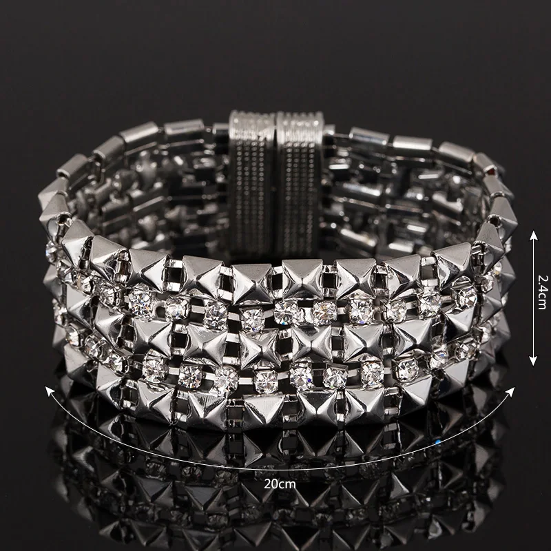 Hot sale New Fashion Elegant Women Bangle Wristband Bracelet Crystal Cuff Bling Lady Gift Bracelets & Bangles free shipping B090