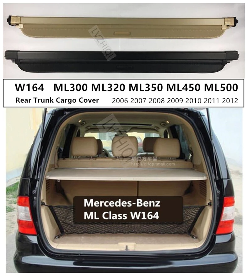 

Rear Trunk Cargo Cover For Mercedes-Benz ML Class W164 ML320 ML350 ML500 2006-2012 High Qualit Car Security Shield Accessories