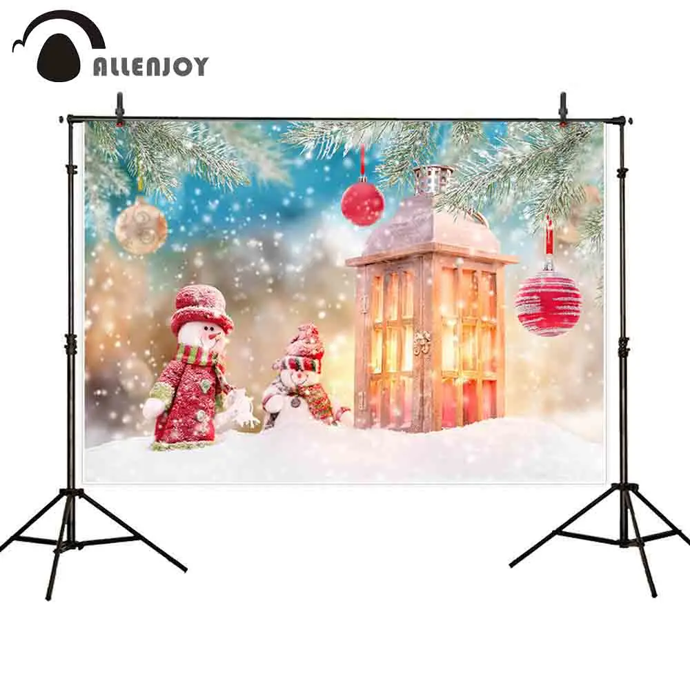 

Allenjoy photography backdrop Christmas snowman winter bokeh nature background photocall photobooth decor photo prop fabric