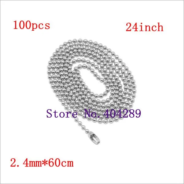 Wholesale 100pcs 2.4mm*60cm Stainless Steel Ball Beads Necklace Chain /KEYCHAIN/ Ball Chain