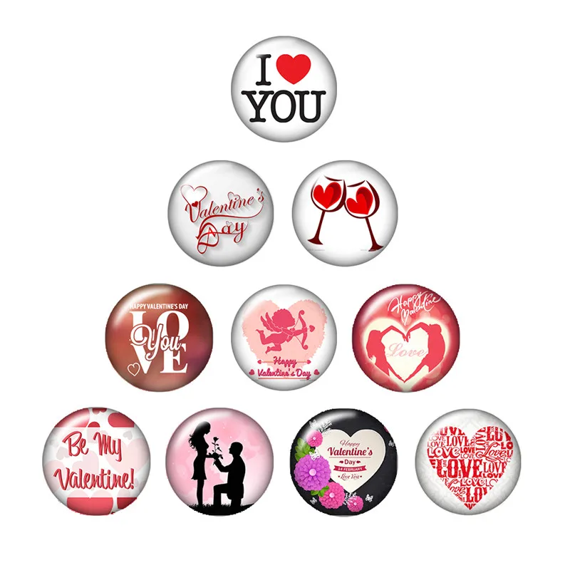 Valentine's Day Love Couple 10pcs mixed 12mm/16mm/18mm/25mm Round photo glass cabochon demo flat back Making findings