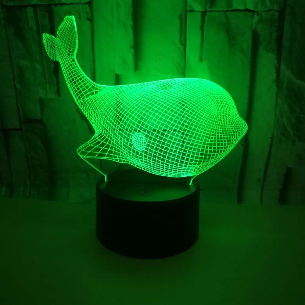 

Whale 3d Night Deco Lamps Acrylic Vision Stereo 3d Led Lighting 7 color Touch Gradual Ambient Table Lamps For Living Room