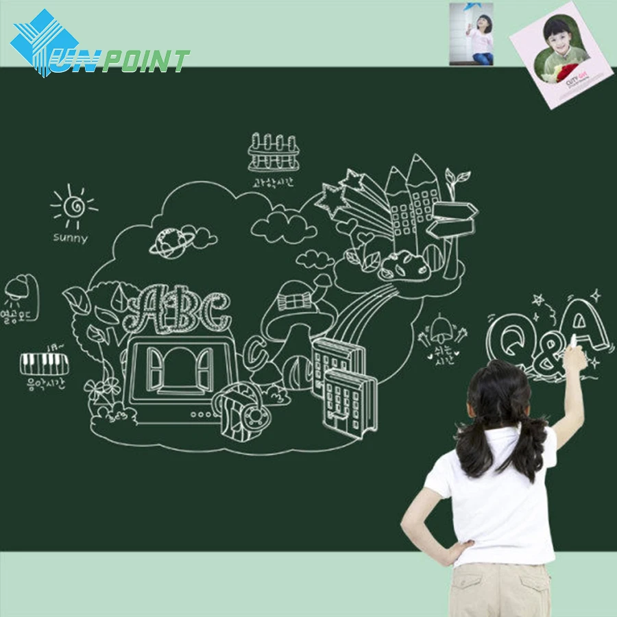 0.45x2M Children Whiteboard Wall Stickers Removable PVC Draw Blackboard Sticker Walls Art Decal Home Graffiti Wallpaper For Kids