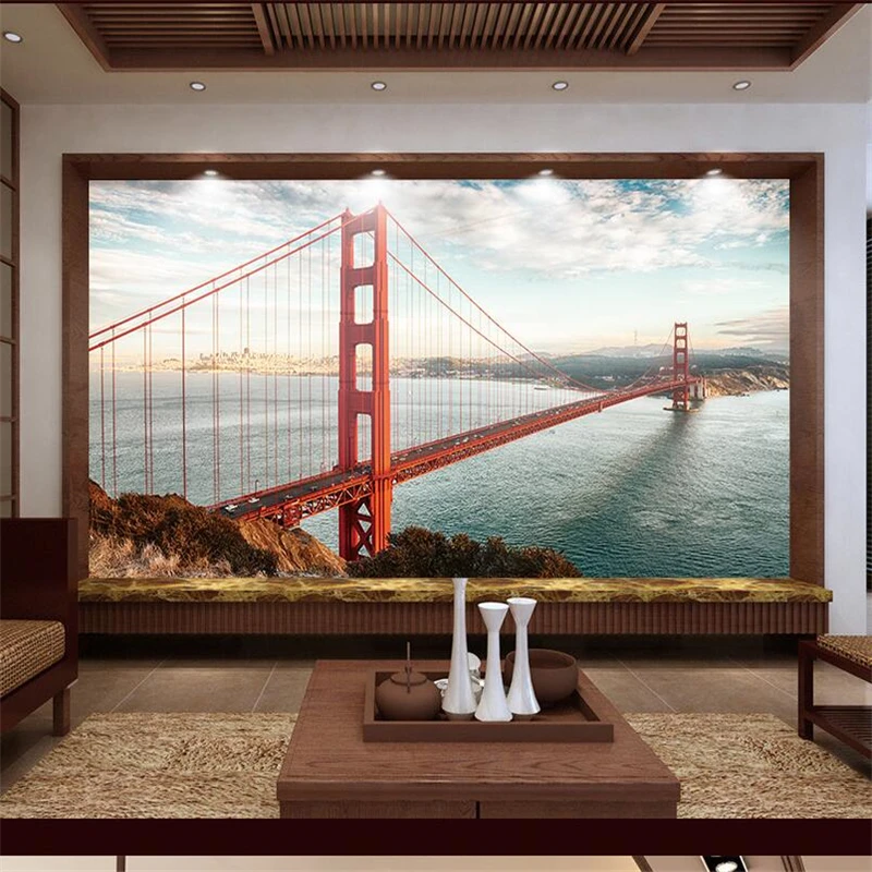 

wellyu papier peint wallpaper for walls 3 d Custom wallpaper Bridge overlooking the sea landscape papel parede behang