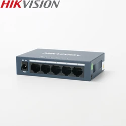 Hikvision-interruptor no PoE no gestionado DS-3E0105-E, 5 puertos, 10/100 Mbps, Material metálico adaptable para cámaras IP NVR y CCTV de 4 canales