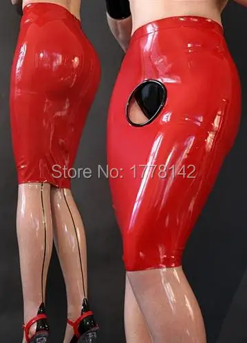 

Latex DRESS Skirt A-LINE Women Latex Skirt with Crotch Hole Ring Hole