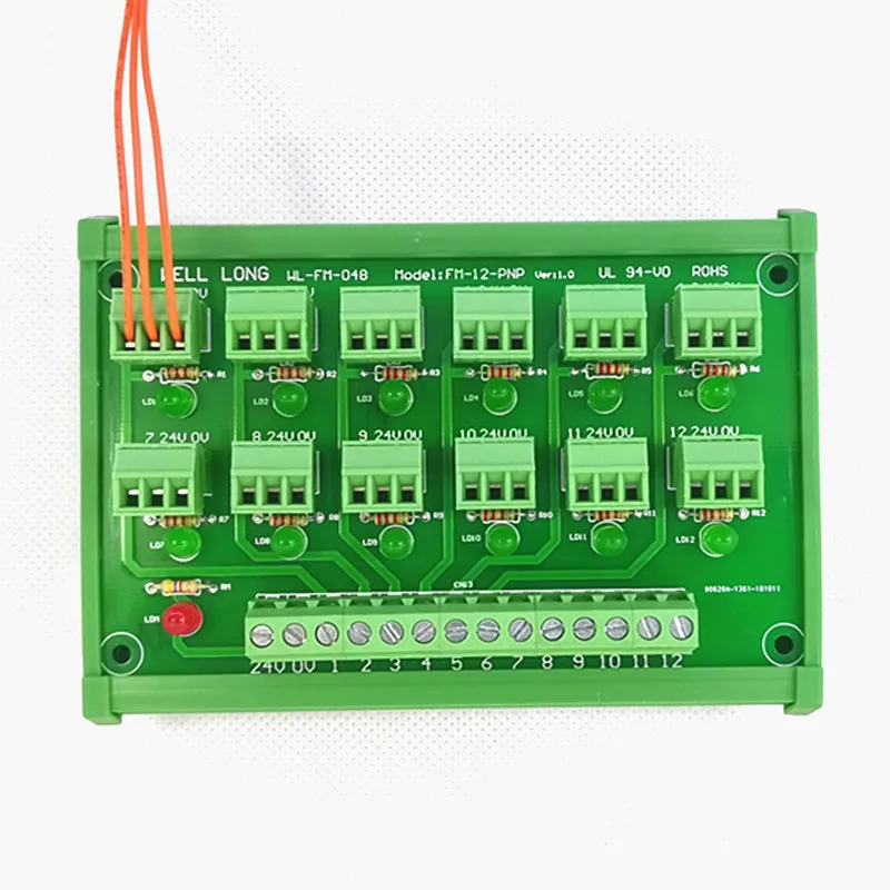 DIN Rail Mount PLC12 channel PNP Input Screw Connector Module IO photoelectric proximity switch sensor terminal block.